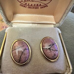 Gold and Pink Stone Earrings